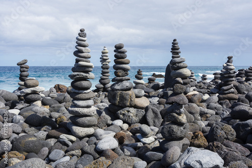 Stone Towers on Beach at Puerto de la Cruz, Tenerife, Canary Islands, Spain photo