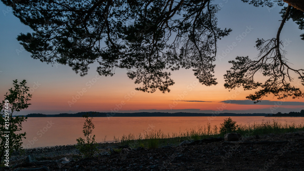 Summer archipelago sunset in Turku Finland.