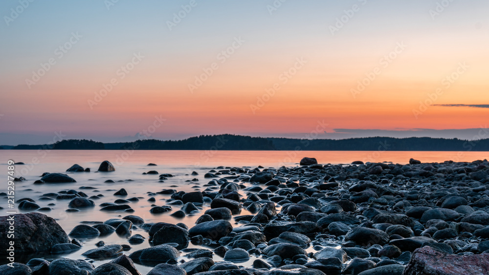 Obraz premium Summer archipelago sunset in Turku Finland.