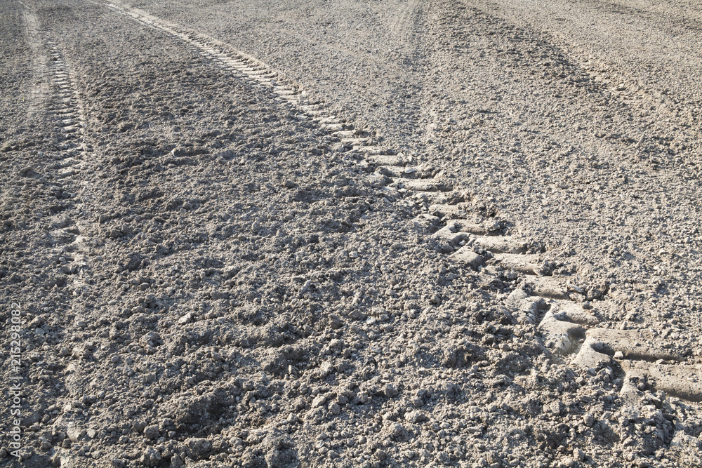 Wheel tracks on the ploughed field Wheel tracks on the ploughed field