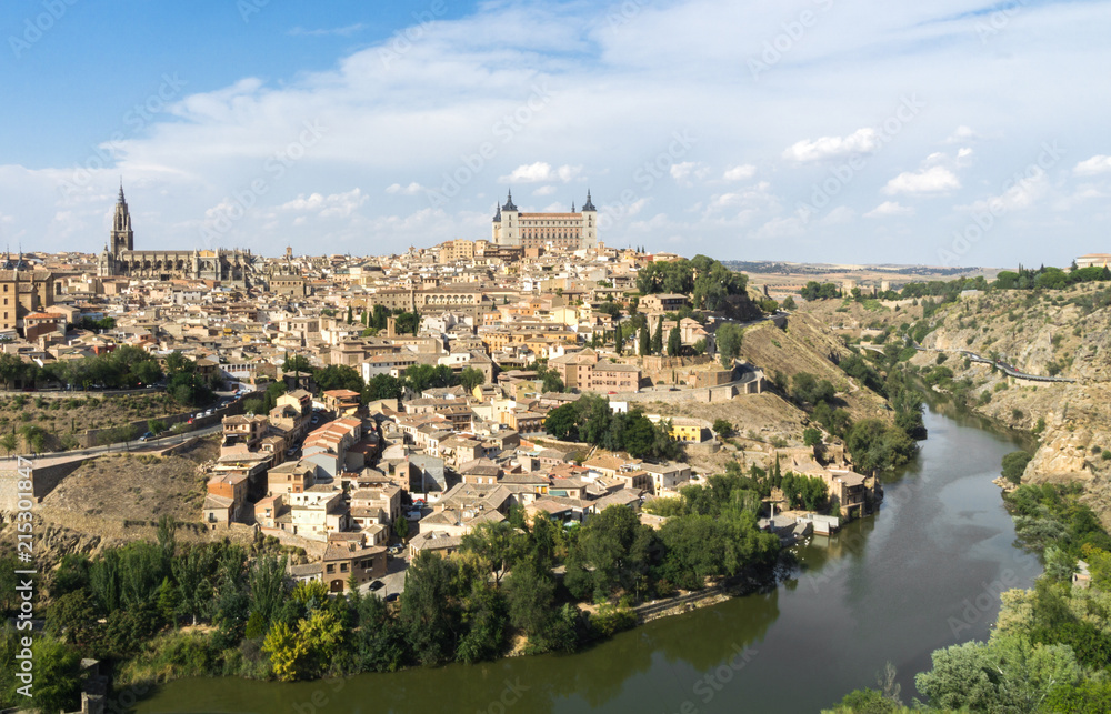 View from above of an old city surrounded by a river View from above of an old city surrounded by a river