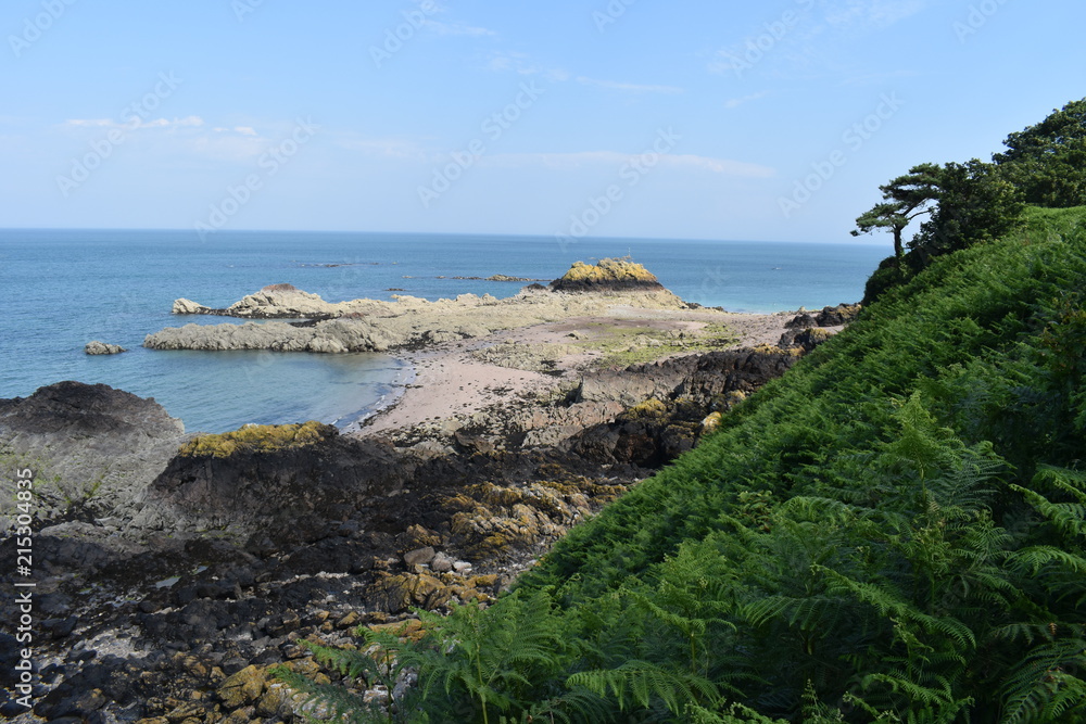 View of the coastline of the island of Jersey, UK, Europe