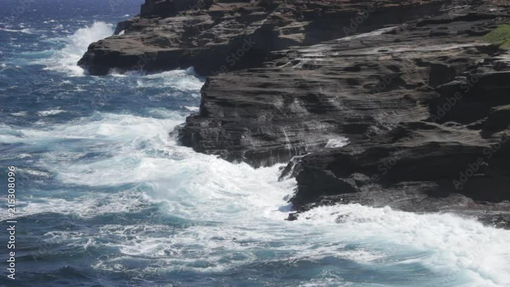 Ocean Waves Crashing On Big Rock Cliffs in Hawaii Ocean Waves Crashing On Big Rock Cliffs in Hawaii