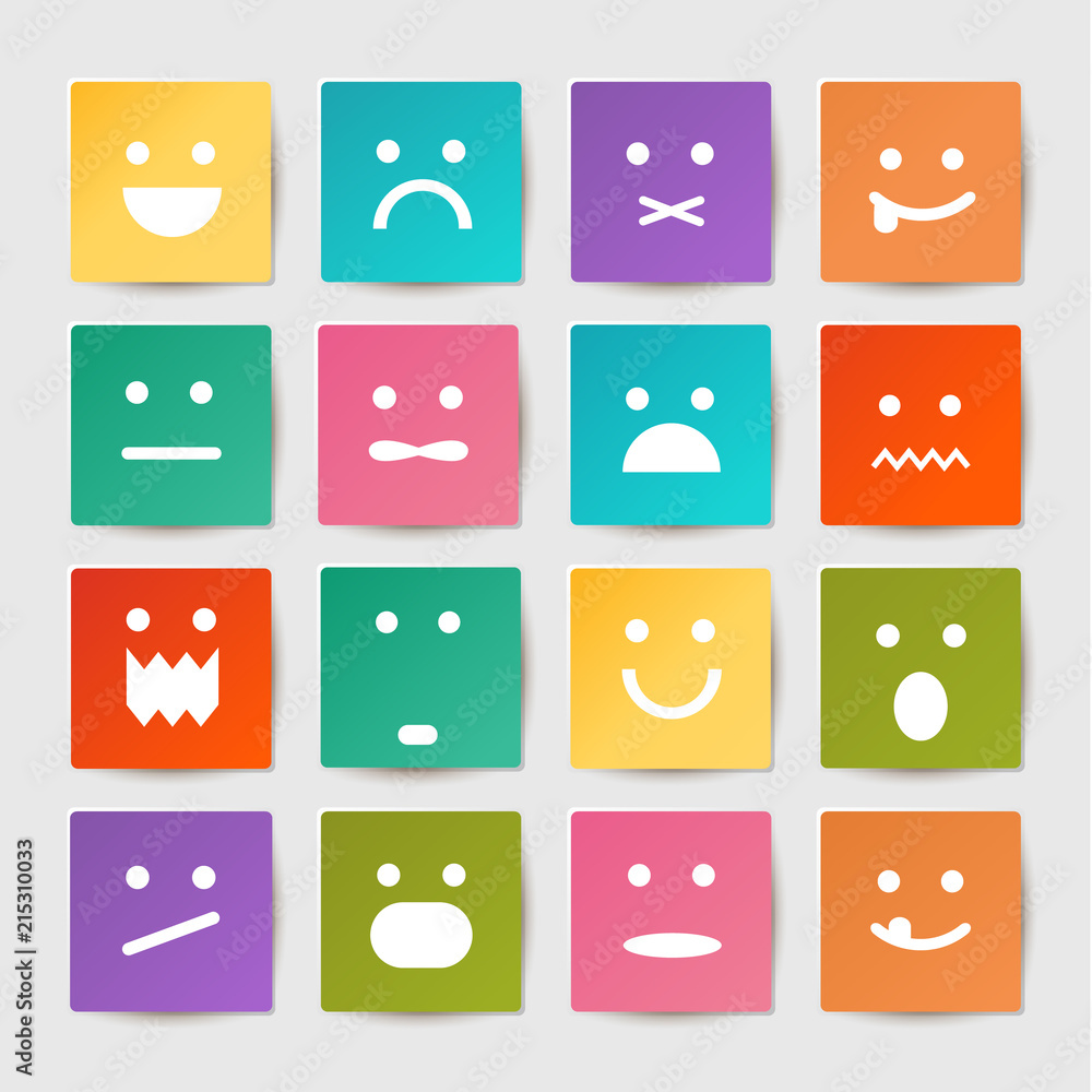 Set of square smileys stickers.
Set of square smileys stickers.