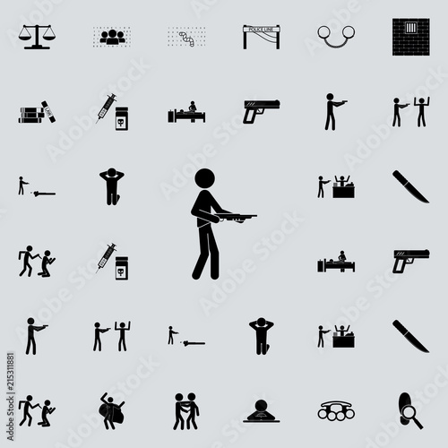 man with a shotgun icon. Detailed set of Crime icons. Premium quality graphic design sign. One of the collection icons for websites, web design, mobile app