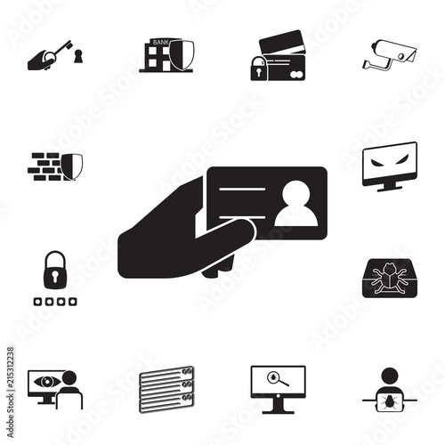 identification card in hands icon. Detailed set of cyber security icons. Premium quality graphic design sign. One of the collection icons for websites, web design, mobile app