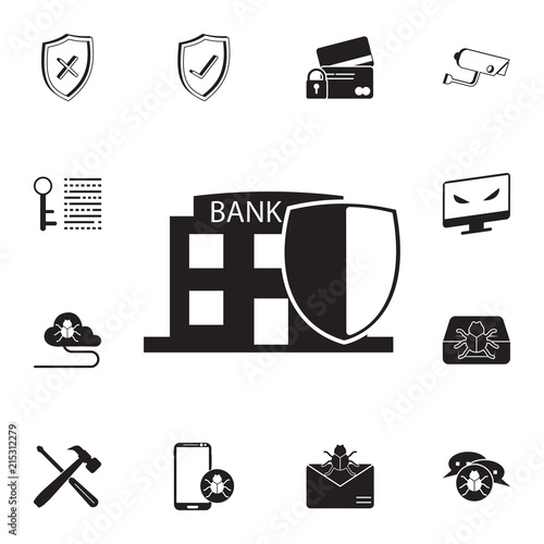 bank under protection icon. Detailed set of cyber security icons. Premium quality graphic design sign. One of the collection icons for websites, web design, mobile app