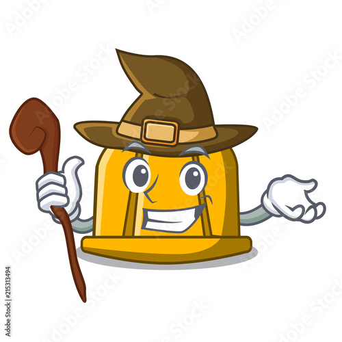 Witch construction helmet mascot cartoon