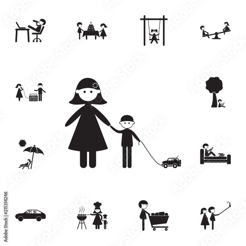 Bild auf Leinwand mother with her son on a walk icon