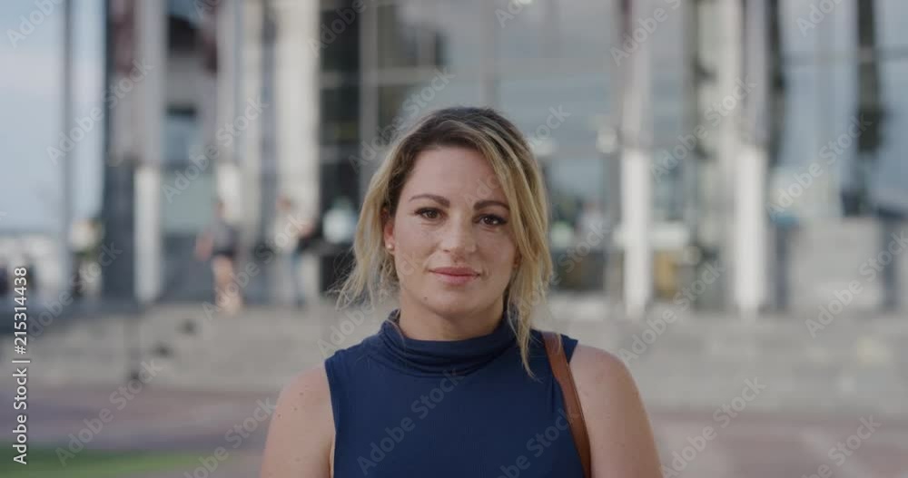 portrait independent young business woman looking confident caucasian female enjoying lifestyle success in city slow motion portrait independent young business woman looking confident caucasian female enjoying lifestyle success in city slow motion
