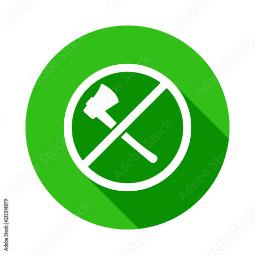 ban on cutting down trees green icon in Badge style with shadow