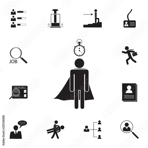 super hero with a stopwatch icon. Detailed set of HR & Heat hunting icons. Premium quality graphic design sign. One of the collection icons for websites, web design, mobile app