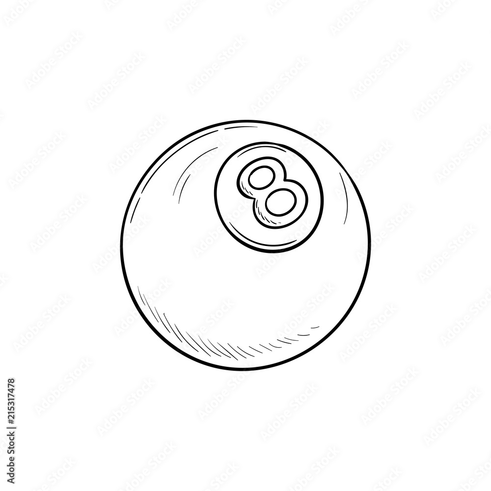 Pool eight ball hand drawn outline doodle icon Pool eight ball hand drawn outline doodle icon