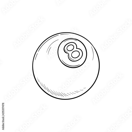 Pool eight ball hand drawn outline doodle icon