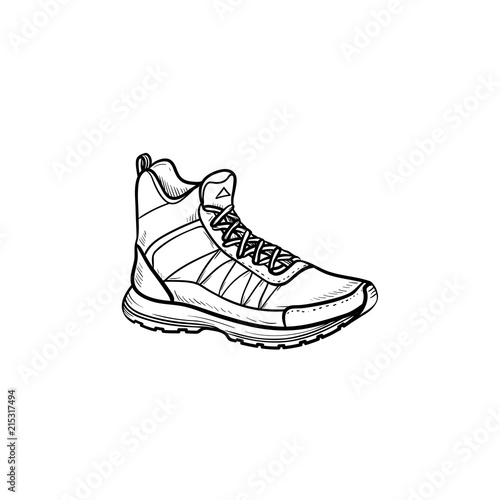 Hiking boot hand drawn outline doodle icon