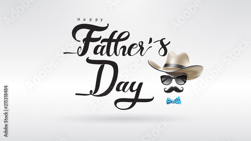 Happy Father’s Day greeting card, banner design with lettering, typography or Calligraphy in three-dimensional style