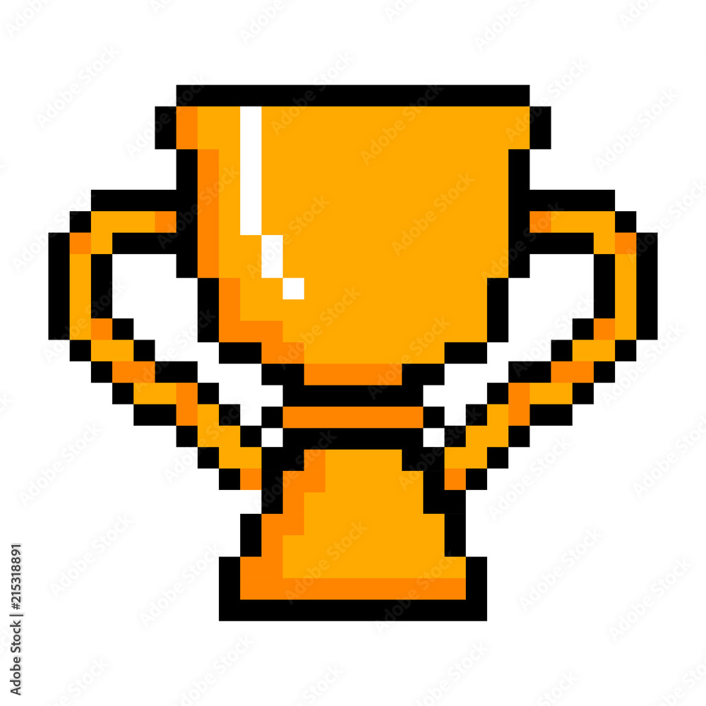 Obraz premium Isolated pixelated golden trophy icon