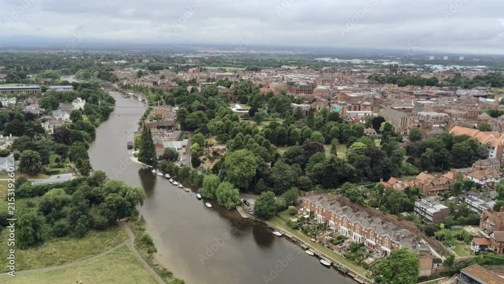 Aerial view, zoom on grosvenor park and tower ruins. Aerial view, zoom on grosvenor park and tower ruins.