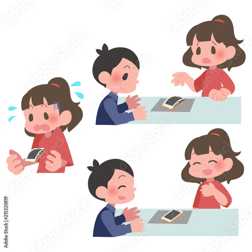 スマートフォン　バッテリー　膨張　修理　女性