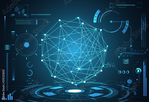 abstract technology ui futuristic concept hud interface hologram elements of digital data chart, communication, computing and circle percent vitality innovation on hi tech future design background
