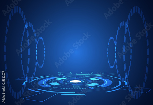 abstract technology futuristic concept interface hologram elements of digital data chart, communication, computing and circle percent vitality innovation on hi tech future design background