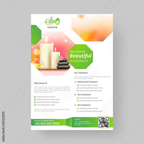 Spa center template or flyer design for marketing concept.