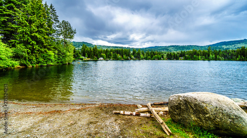 Heffley Lake and surrounding mountains near the Heffley-Sun Peaks Road in the Shuswap region of the Okanagen in British Columbia  Canada