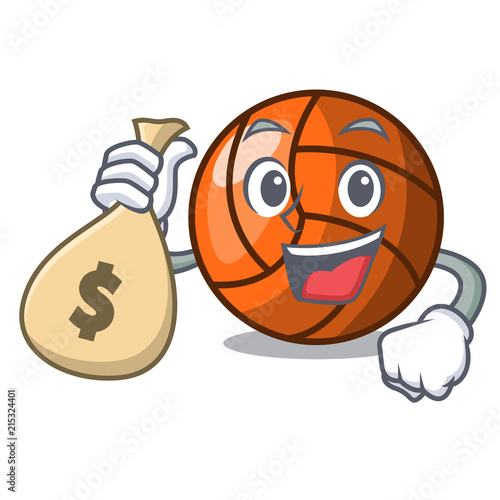 With money bag volleyball character cartoon style