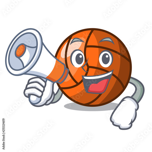 With megaphone volleyball character cartoon style