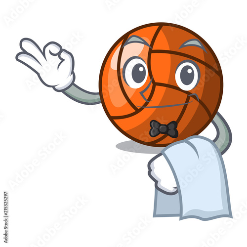 Waiter volleyball mascot cartoon style