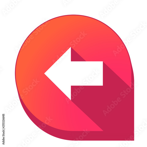 ikona z długim cieniem na tle strzałki pinezki 