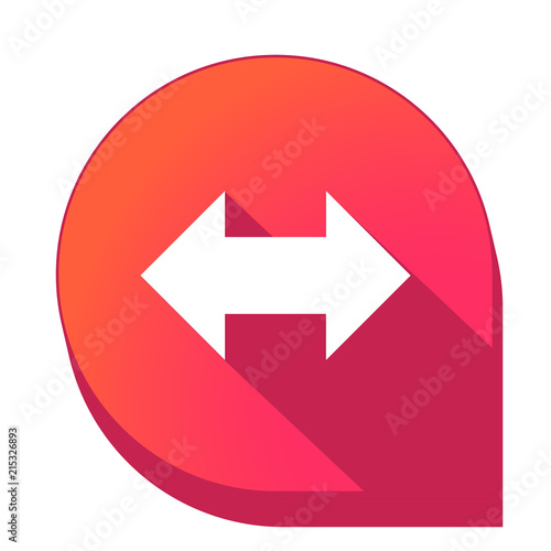 ikona z długim cieniem na tle strzałki pinezki 