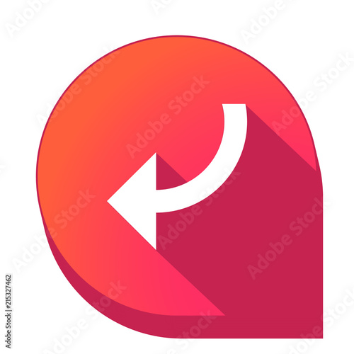 ikona z długim cieniem na tle strzałki pinezki