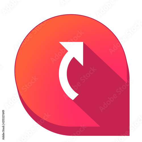 ikona z długim cieniem na tle strzałki pinezki