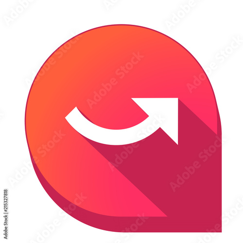 ikona z długim cieniem na tle strzałki pinezki