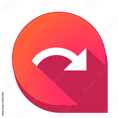 ikona z długim cieniem na tle strzałki pinezki