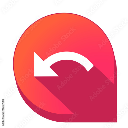 ikona z długim cieniem na tle strzałki pinezki