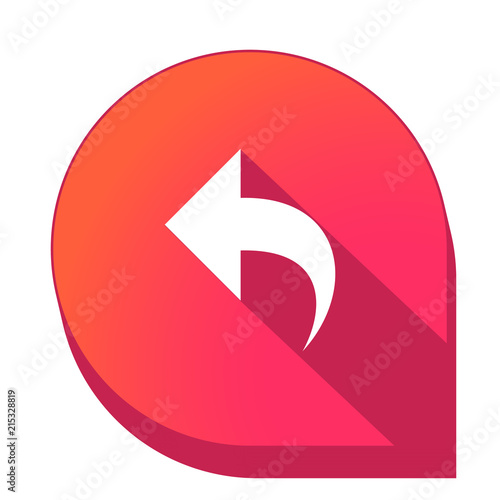 ikona z długim cieniem na tle strzałki pinezki