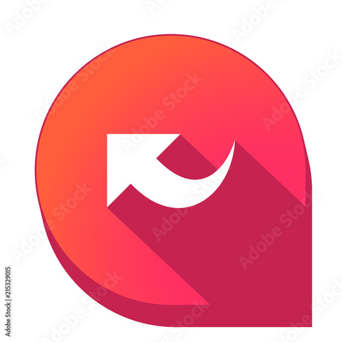 ikona z długim cieniem na tle strzałki pinezki