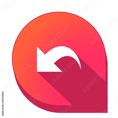 ikona z długim cieniem na tle strzałki pinezki