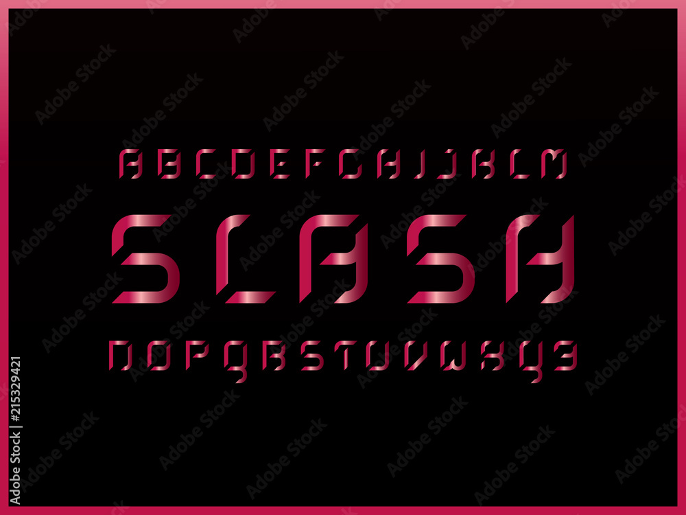 Slash jewel alphabet. Vector letters.