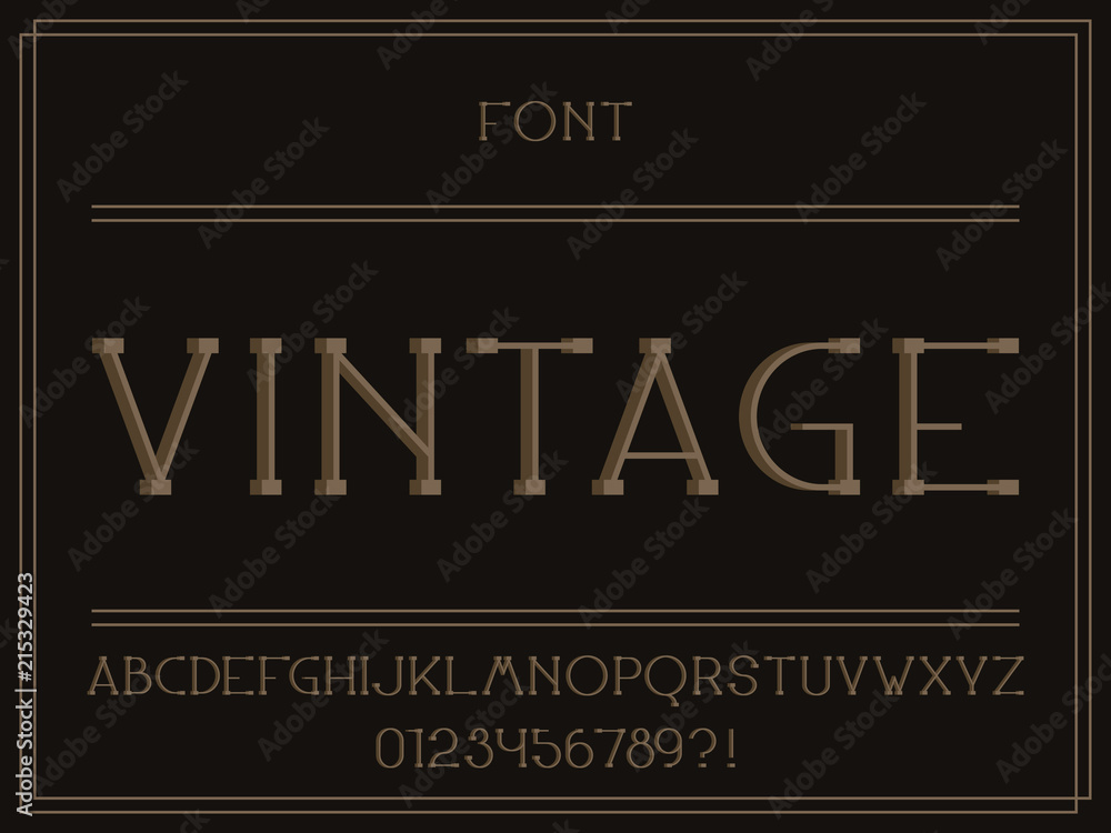 Naklejka Vintage font. Vector alphabet