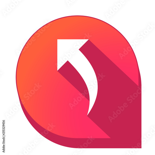 ikona z długim cieniem na tle strzałki pinezki