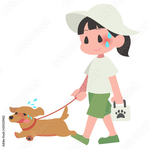 熱中症　ペット　犬　散歩　女性