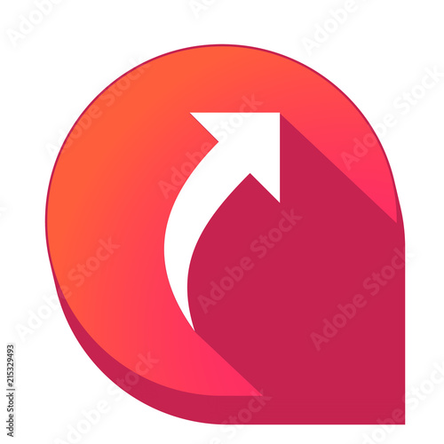 ikona z długim cieniem na tle strzałki pinezki