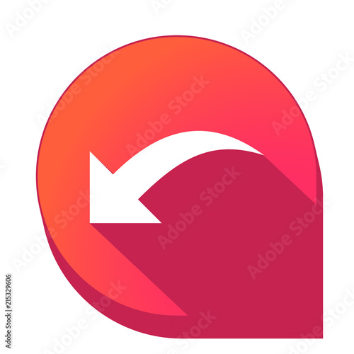 ikona z długim cieniem na tle strzałki pinezki