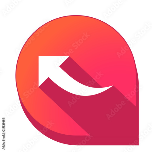 ikona z długim cieniem na tle strzałki pinezki