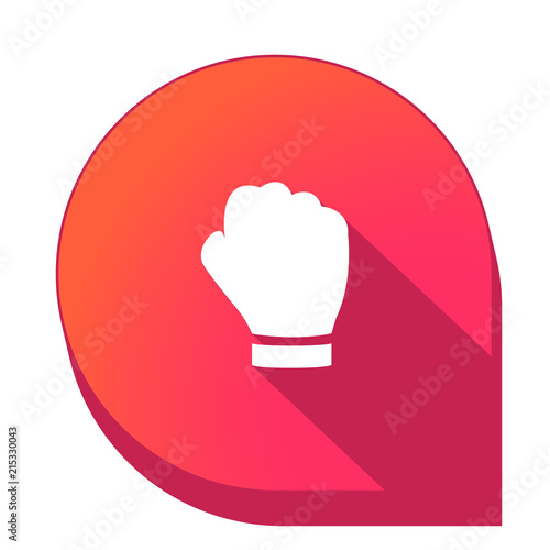 ikona z długim cieniem na tle strzałki pinezki