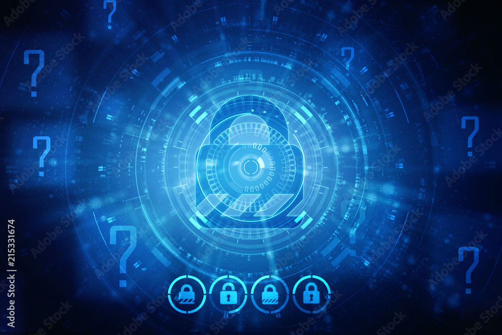 Fototapeta premium 2d illustration Safety concept: Closed Padlock on digital background 