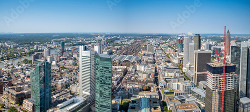 Panoramic view of the financial district in Frankfurt, Germany.